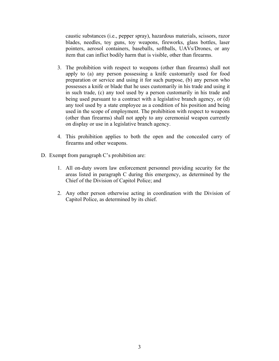 Executive Order Number Forty-Nine - Declaration of a State of Emergency Due to Potential Civil Unrest at the Virginia State Capitol - Virginia, Page 3