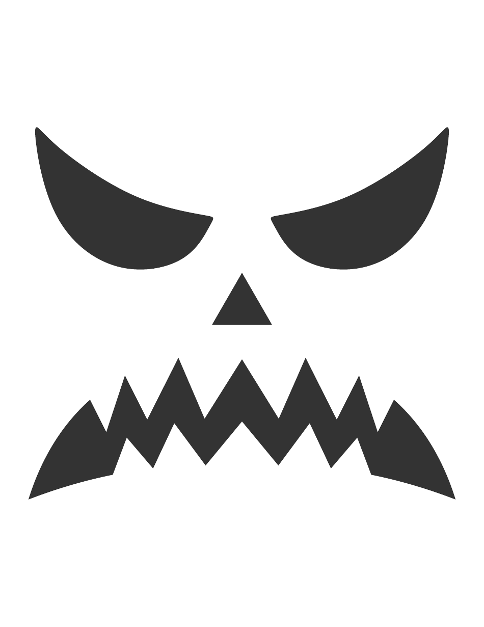 Angry Face Pumpkin Carving Template before and after completion