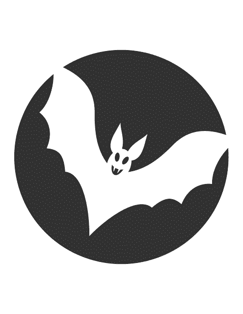 Bat Pumpkin Carving Template - Black Circle