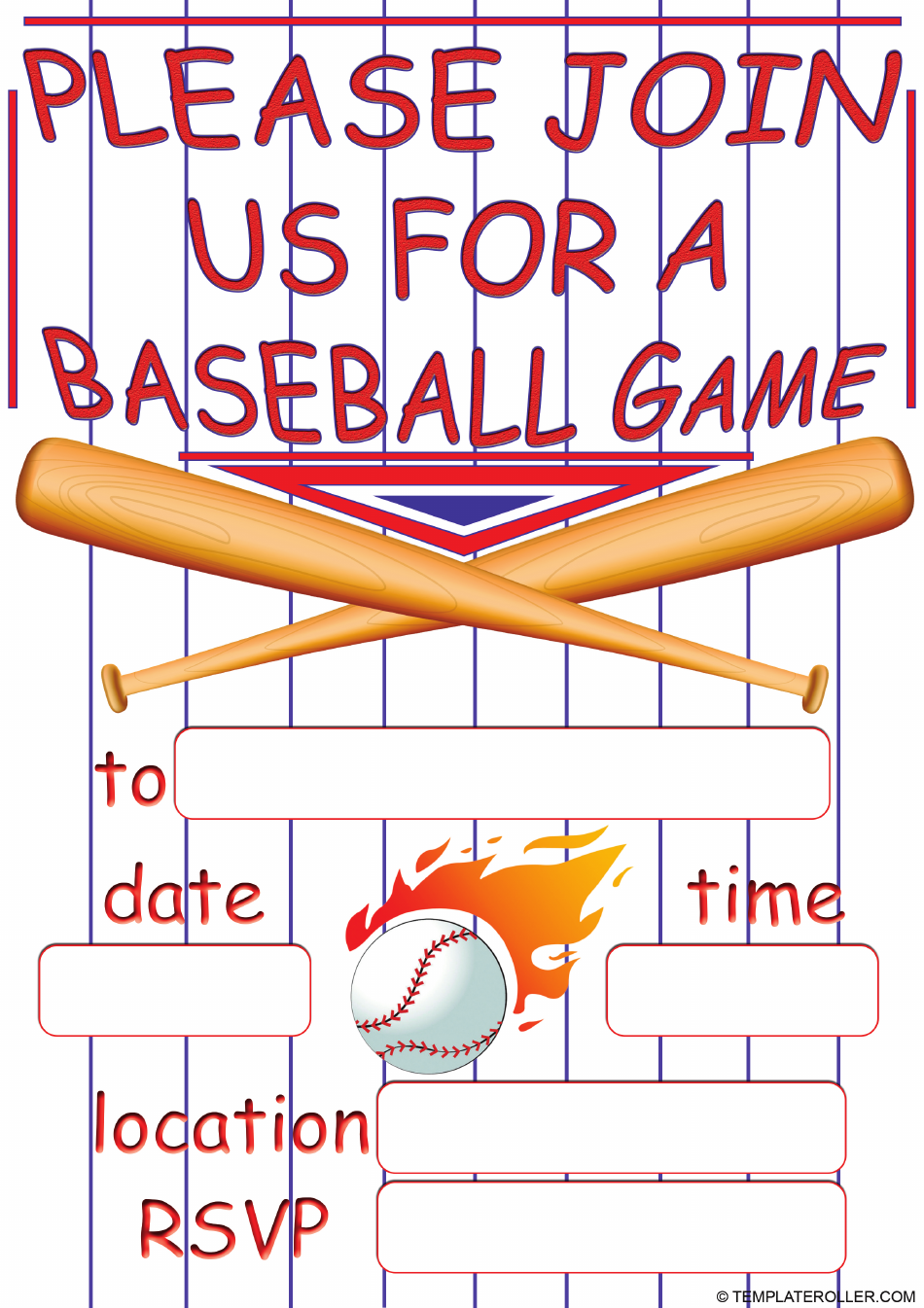 Baseball Invitation Template Download Printable PDF Templateroller