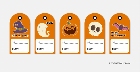 Document preview: Halloween Gift Tag Template - Orange