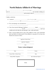 Document preview: Affidavit of Marriage - North Dakota