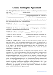 Postnuptial Agreement Template - Arizona