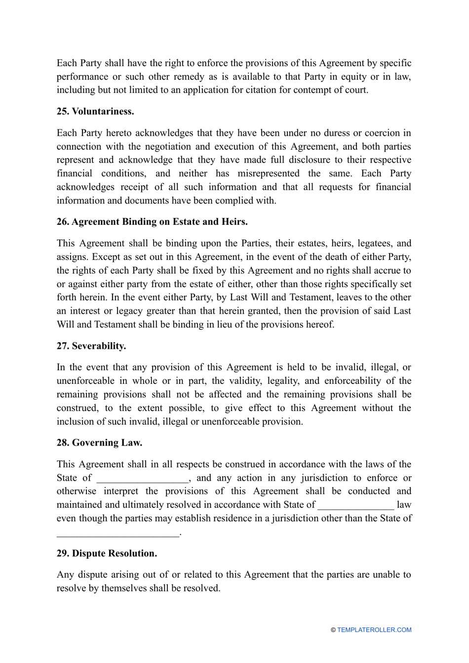 Postnuptial Agreement Template - Connecticut, Page 11