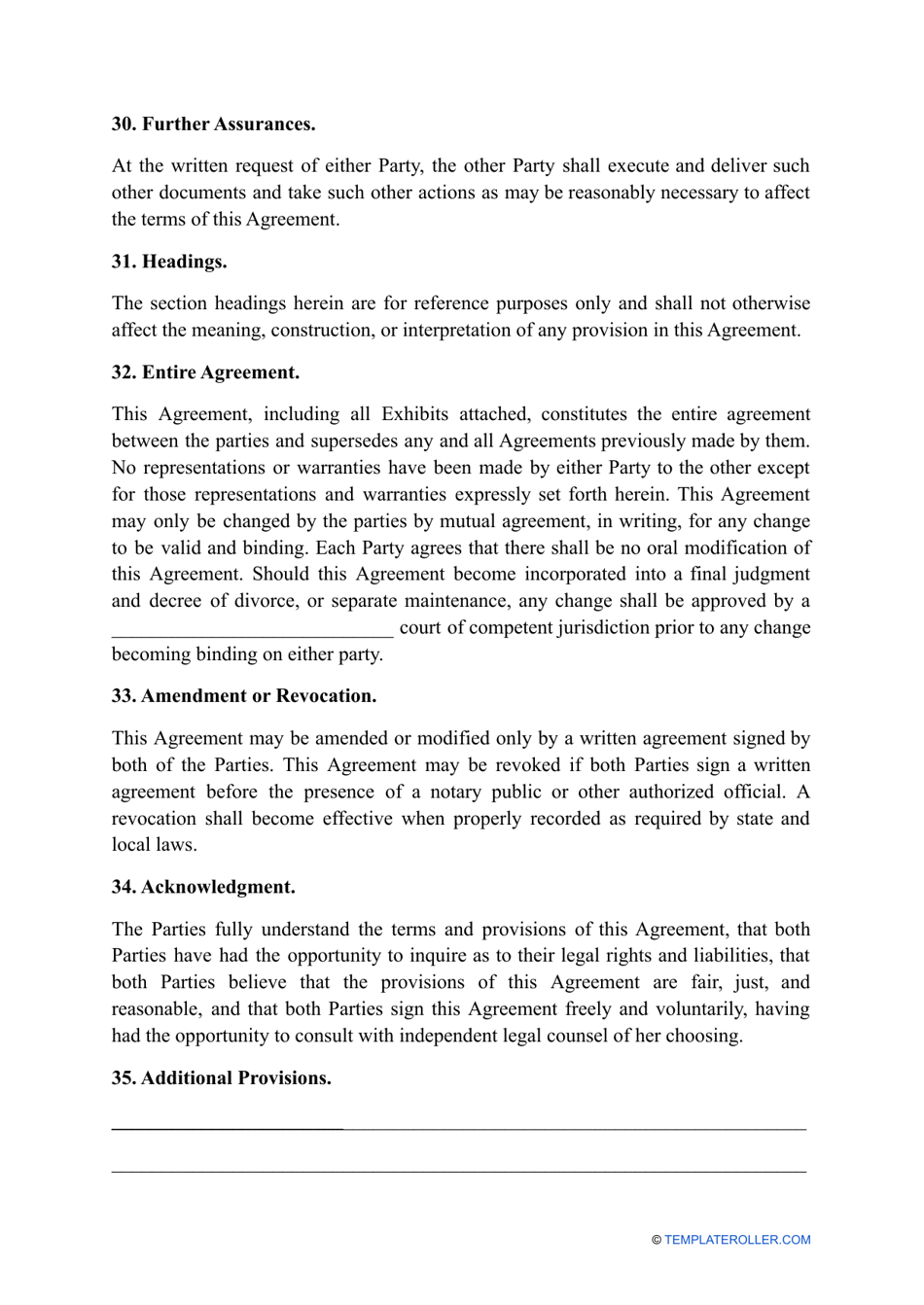 Postnuptial Agreement Template - South Dakota, Page 12