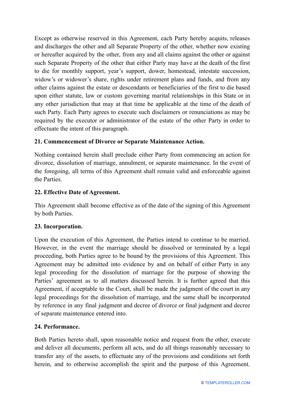 Texas Postnuptial Agreement Template Download Printable PDF