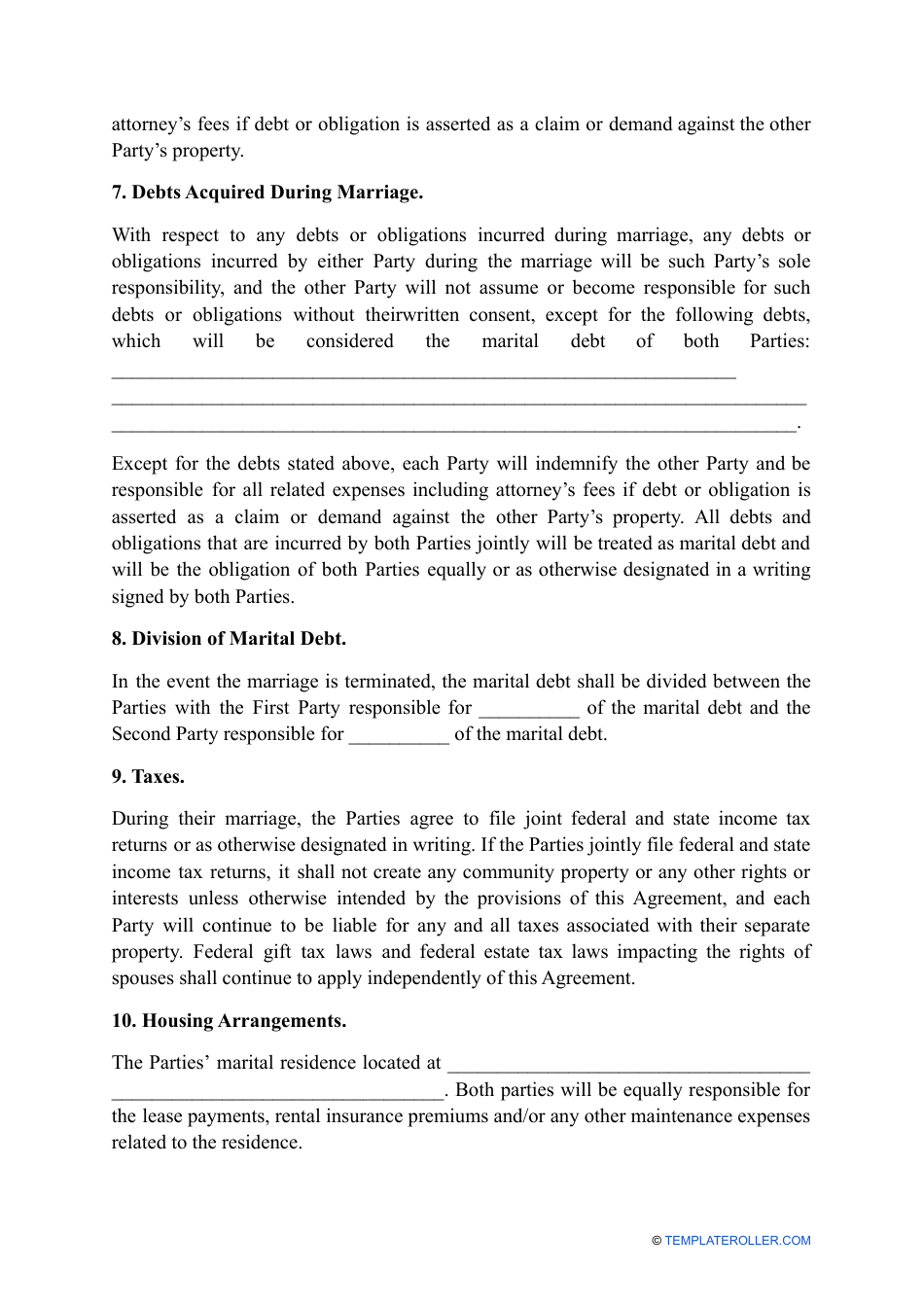 Postnuptial Agreement Template - Wyoming, Page 7