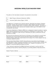 Document preview: Arizona Spds/Clue Waiver Form - Arizona