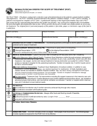 State Form 55317 Indiana Physician Orders for Scope of Treatment (Post) - Indiana