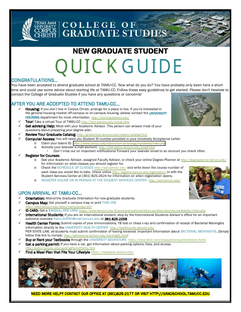 Texas A&M University New Graduate Student Quick Guide Document - Templatroller.com