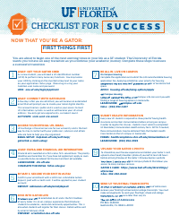 Document preview: Freshman Admitted Checklist - University of Florida - Success - Florida