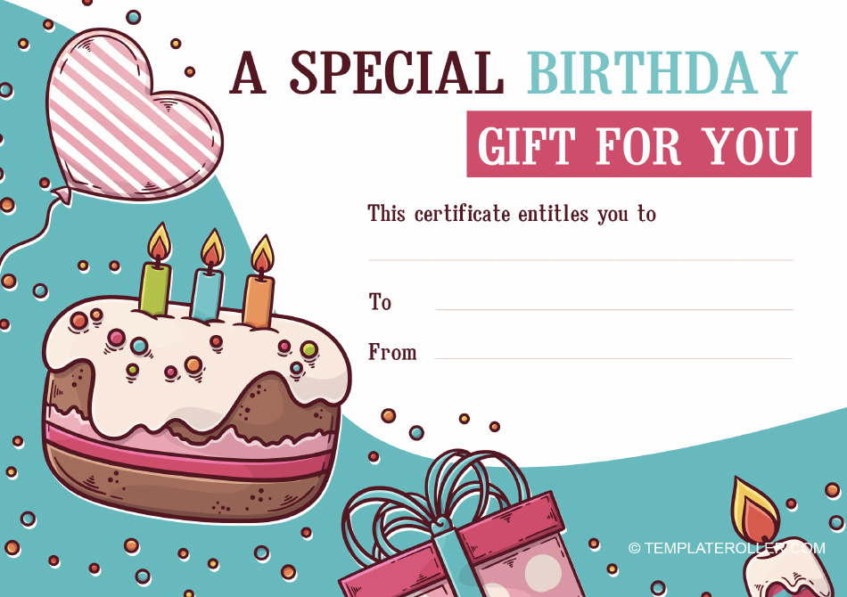 Birthday Gift Certificate Template - Blue, Page 1