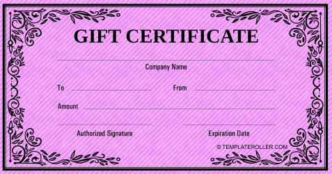Document preview: Business Gift Certificate Template - Pink