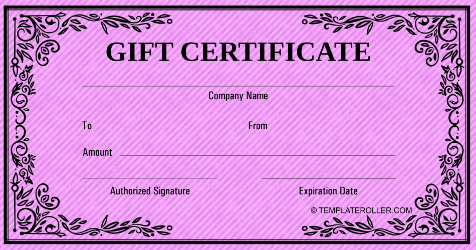 Business Gift Certificate Template - Pink, Page 1