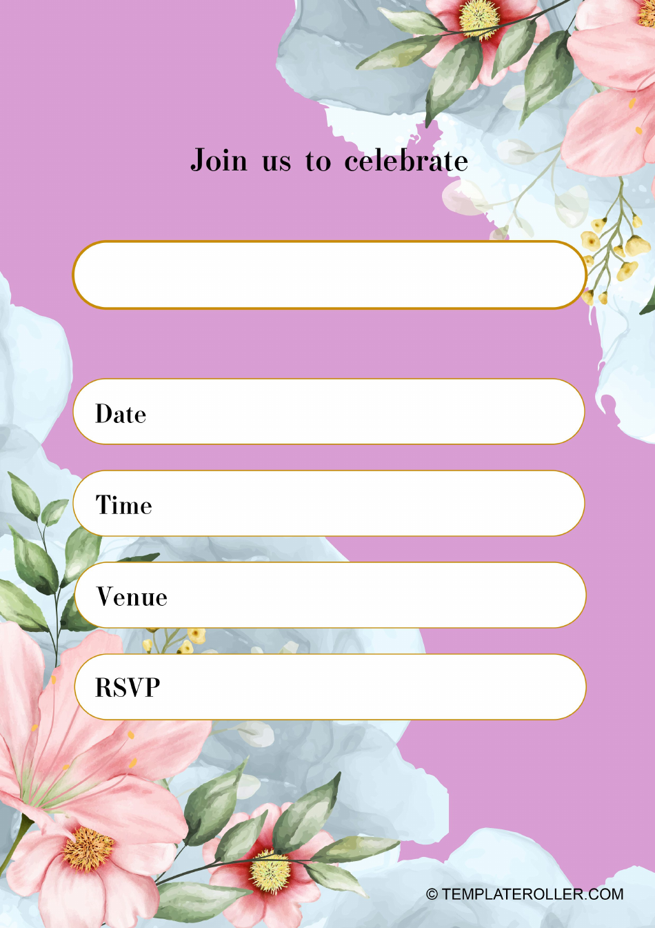Event invitation template with a modern and elegant design in pink color.