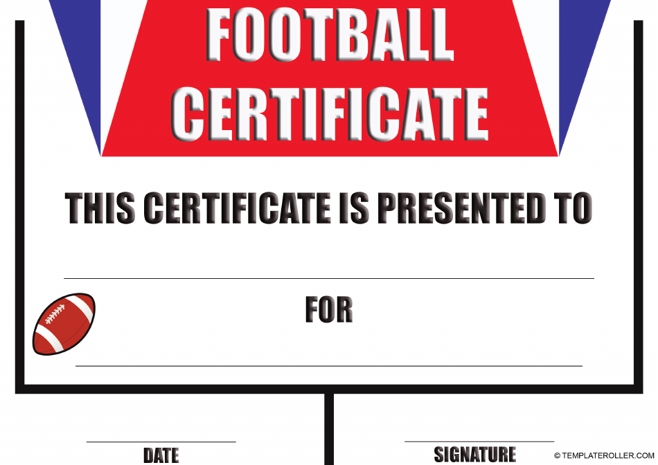 Football Certificate Template with Ball