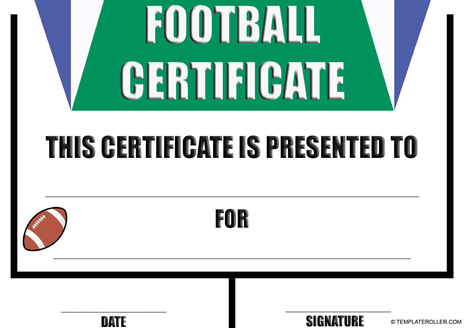 Green Football Certificate Template Preview