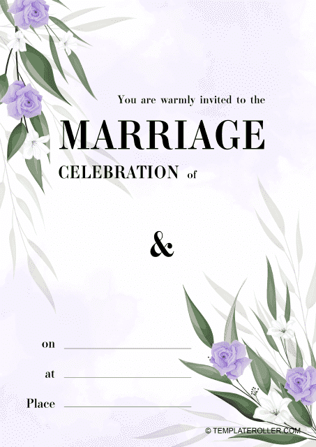 Wedding Invitation Template with Flowers