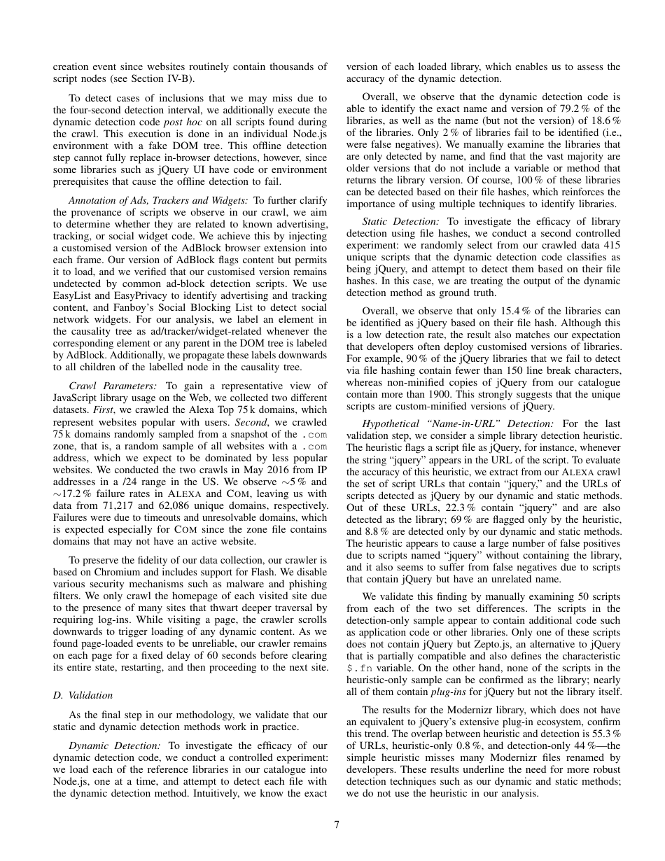 Thou Shalt Not Depend on Me: Analysing the Use of Outdated Javascript Libraries on the Web - Tobias Lauinger, Abdelberi Chaabane, Sajjad Arshad, William Robertson, Christo Wilson, Engin Kirda, Page 7
