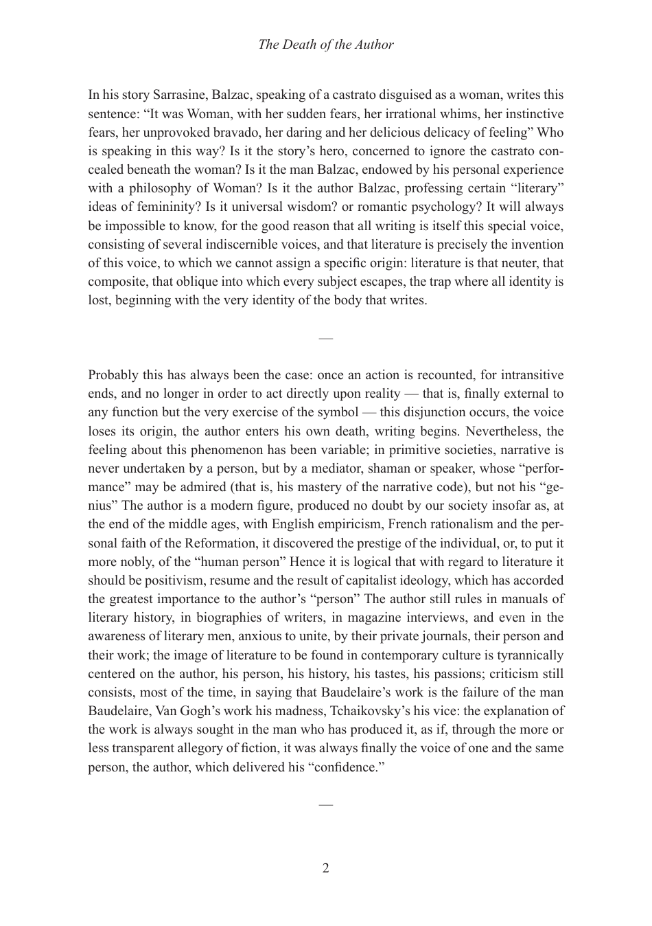 The Death of the Author - Roland Barthes Download Printable PDF ...