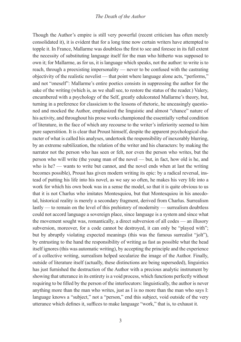 The Death of the Author - Roland Barthes, Page 3