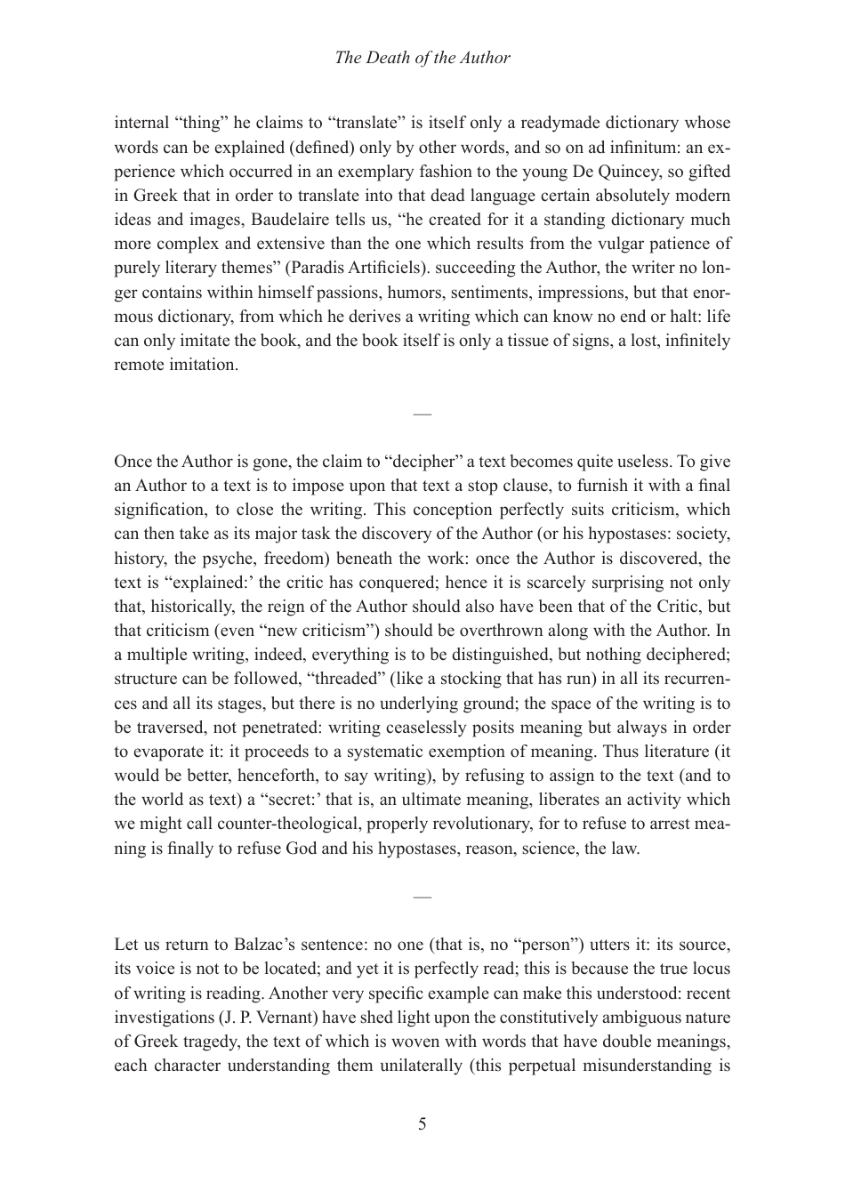 The Death of the Author - Roland Barthes, Page 5