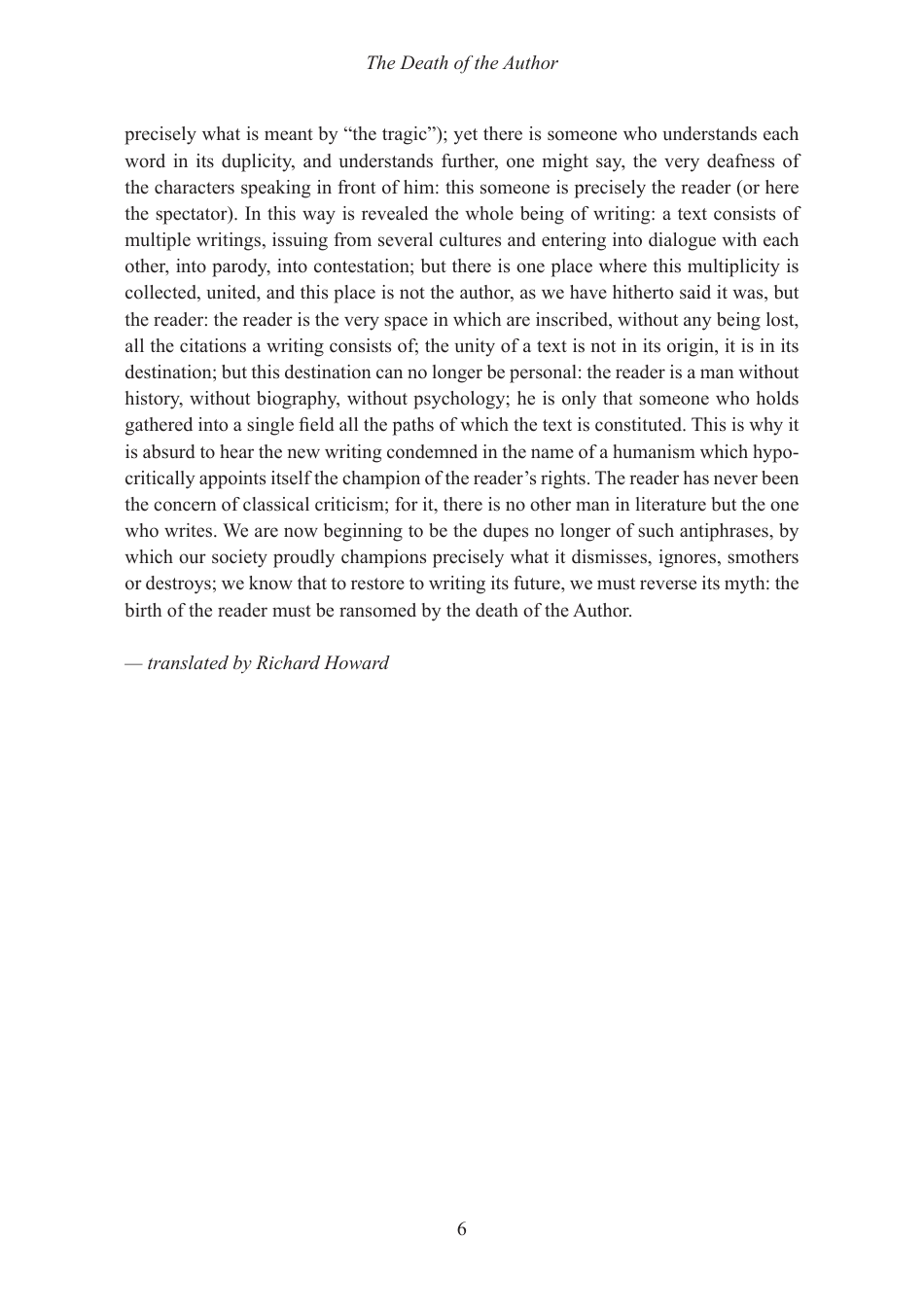 The Death of the Author - Roland Barthes, Page 6