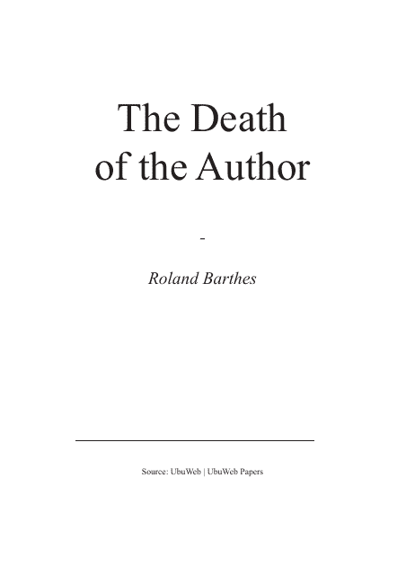 The Death of the Author - Roland Barthes