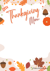 Document preview: Thanksgiving Menu Template - Autumn