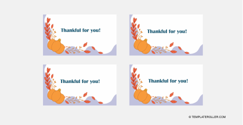 Document preview: Thanksgiving Place Card Template - Blue
