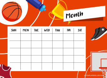 Document preview: Basketball Schedule Template - Orange