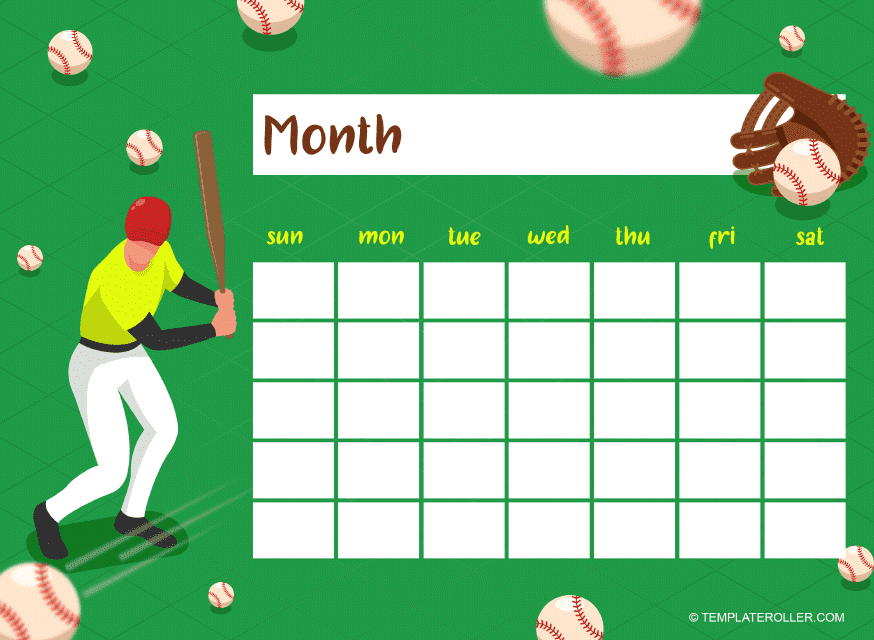 Baseball schedule template - Green preview image