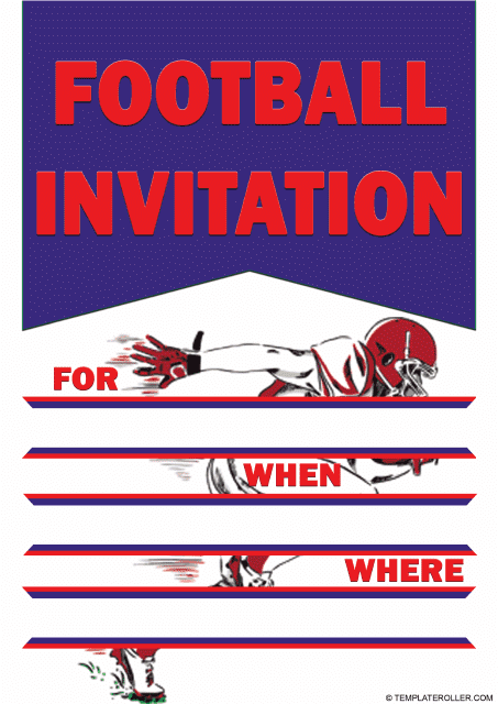 Football Invitation Template - Blue showcases a lively image of a blue-themed invitation template with a football theme.