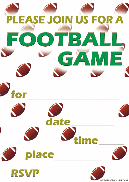 Football Invitation Template - Colorful sports-themed invitation with football artwork and text.