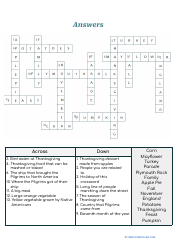 Thanksgiving Crossword Puzzle - With Answers, Page 2