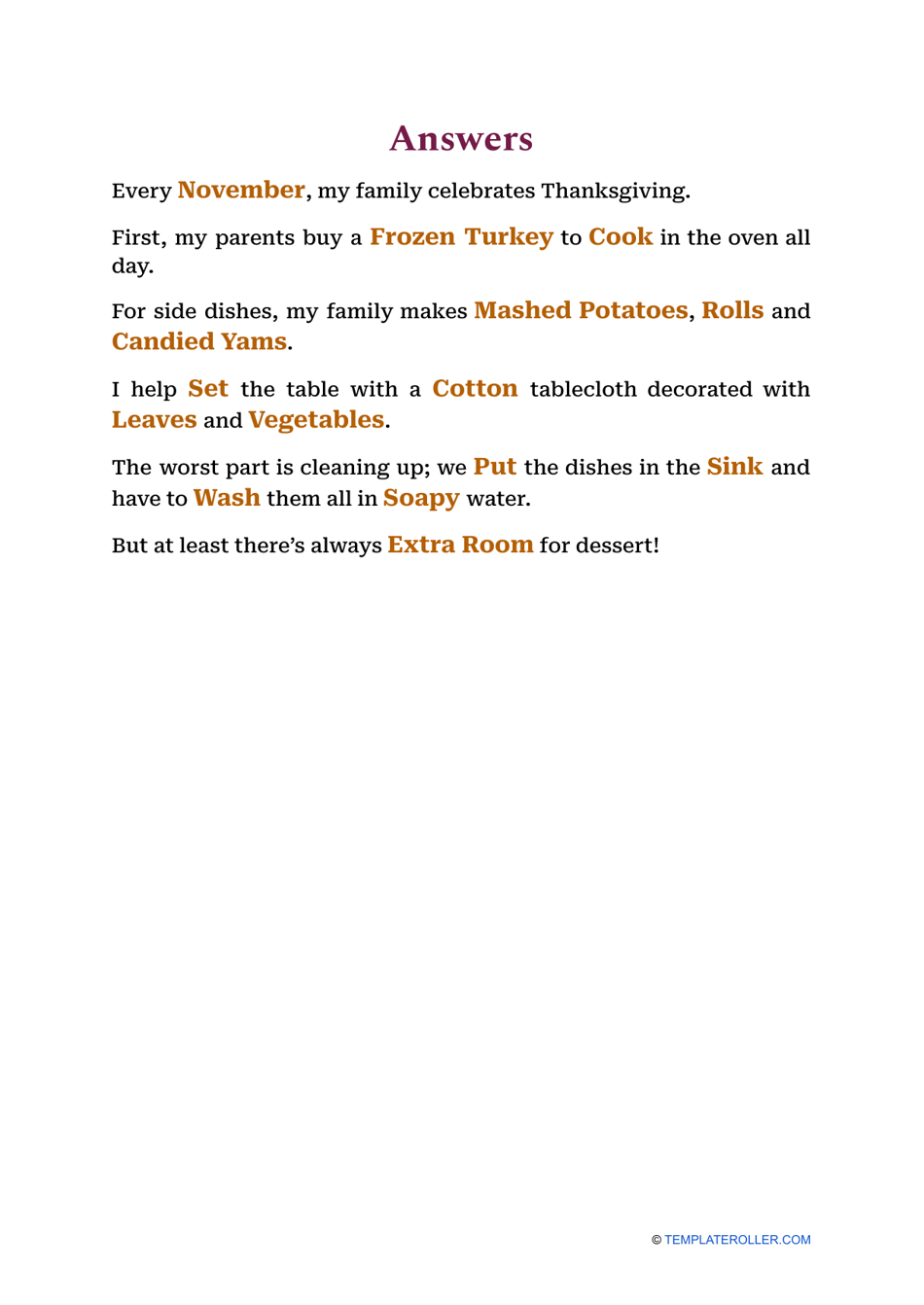 Thanksgiving Mad Libs - Celebrating Thanksgiving at Home, Page 2