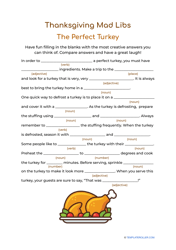 Thanksgiving Mad Libs - the Perfect Turkey