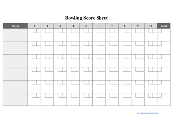 Document preview: Bowling Score Sheet Template
