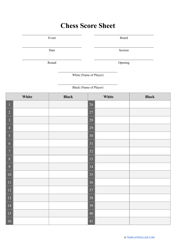 Document preview: Chess Score Sheet Template