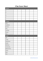 Document preview: Clue Score Sheet Template
