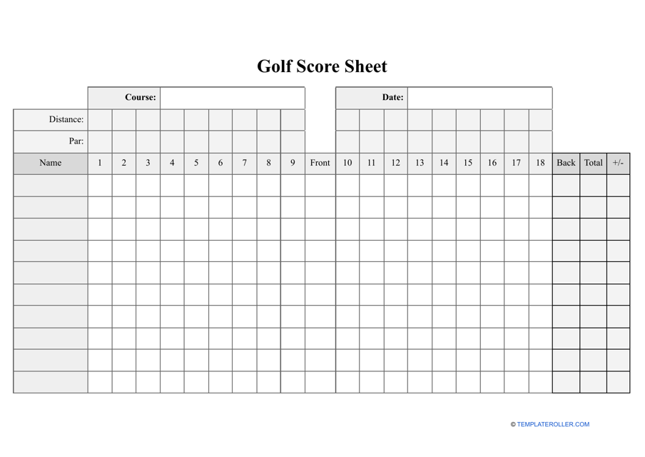 Golf Scorecard Template Preview