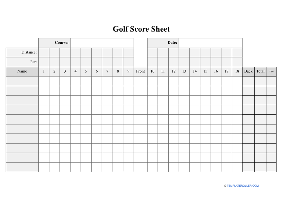 Golf Scorecard Template Download Printable PDF Templateroller