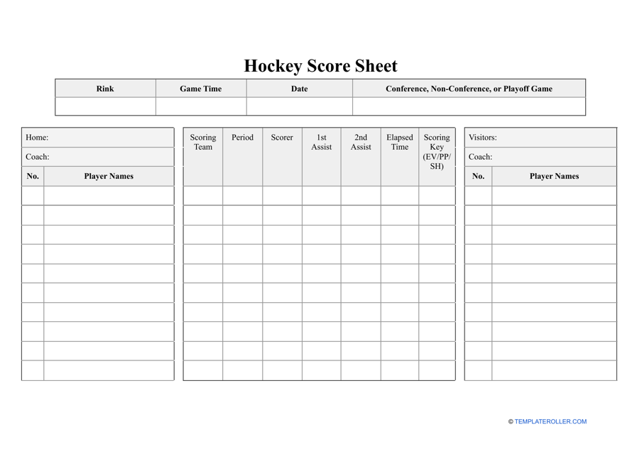 Hockey Score Sheet Template Download Printable PDF Templateroller