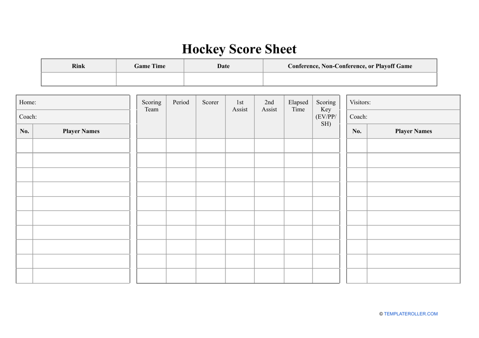 Hockey Score Sheet Template Download Printable PDF Templateroller