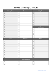 Document preview: Airbnb Inventory Checklist Template