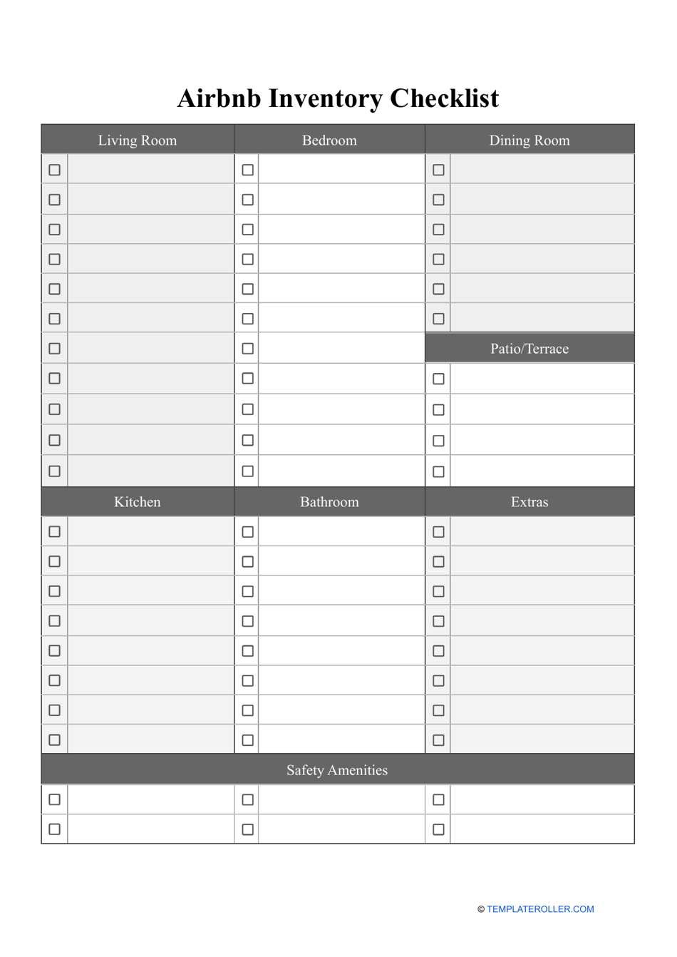 Airbnb Inventory Checklist Template, Page 1