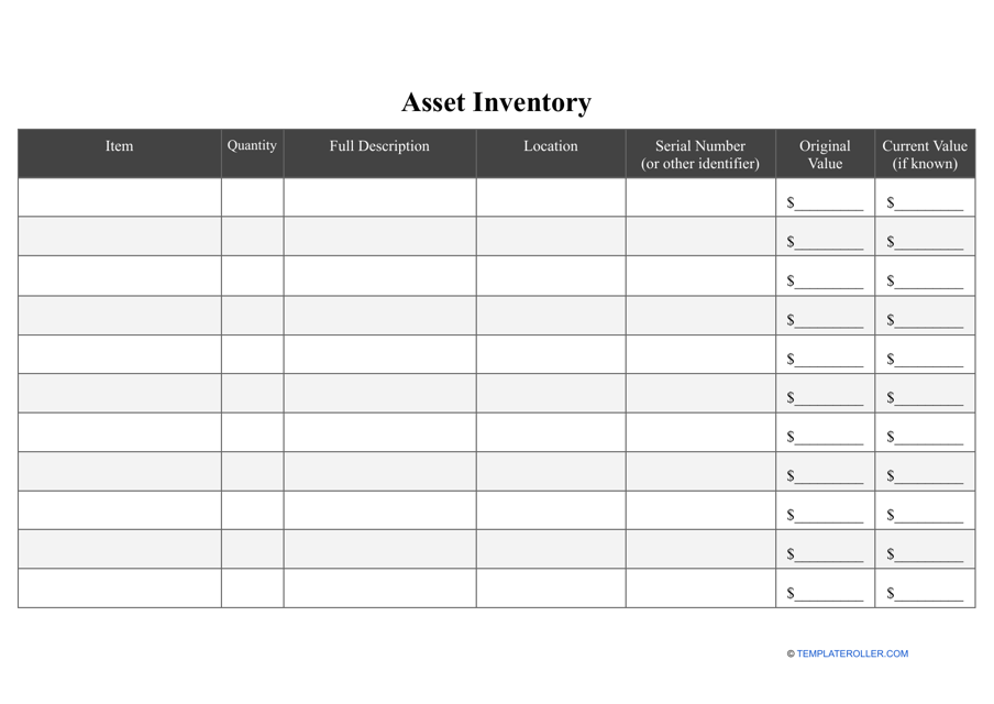 Asset Inventory Template Download Pdf
