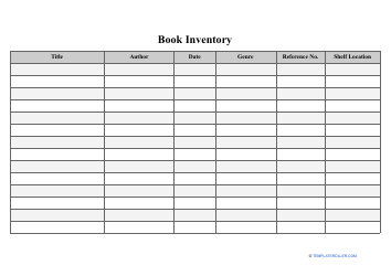 Document preview: Book Inventory Template - Small Table