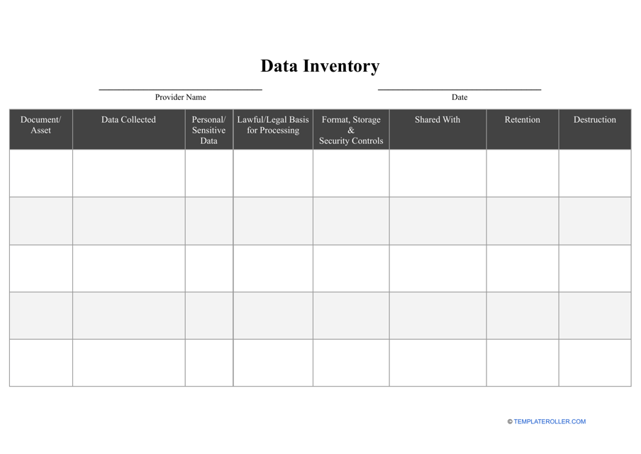 &quot;Data Inventory Template&quot; Download Pdf