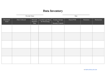 &quot;Data Inventory Template&quot;